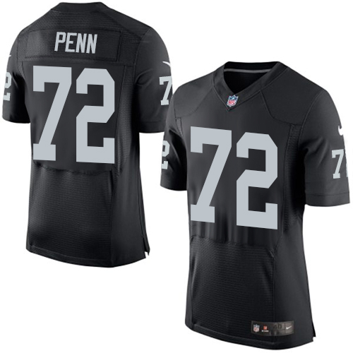 Men's Elite Donald Penn Nike Jersey Black Home - #72 NFL Oakland Raiders